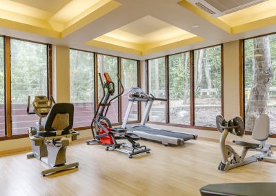 Gymnasium with view of the forest